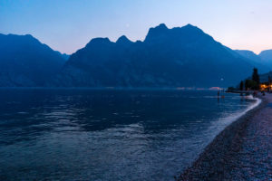 Moonrise over Torbole in the north of Lake Garda, Italy